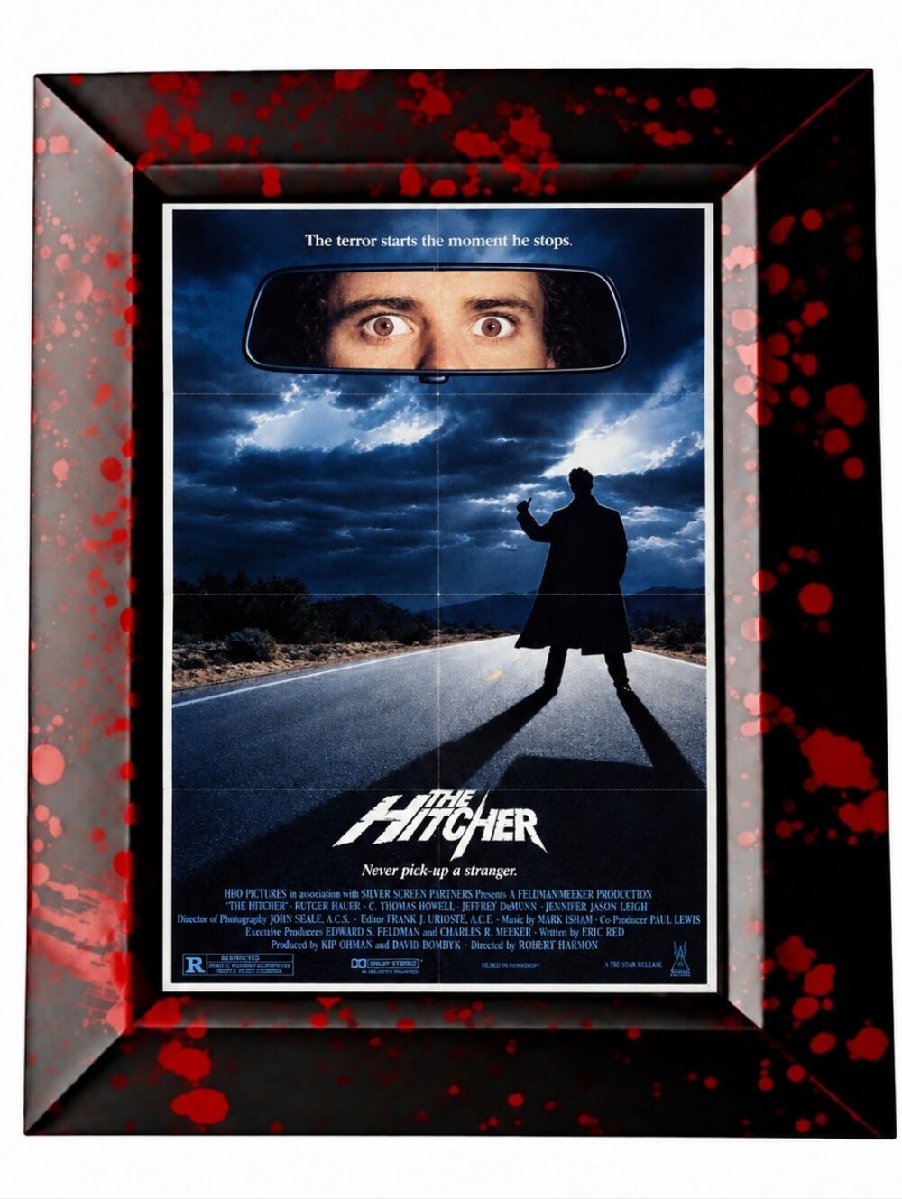 Vintage Horror Bloody The hitchhiker Thriller Halloween Retro 80s 90s Frame Art